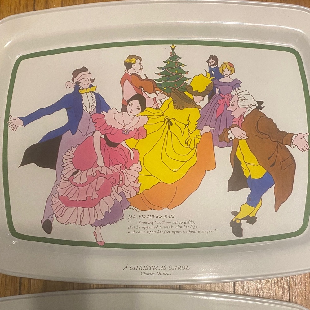 Vintage “A Christmas Carol” Decorative Tray Set of 4